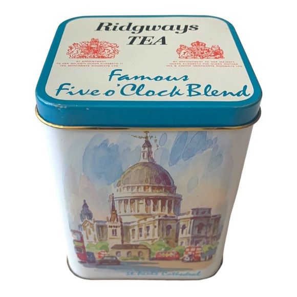 VTG Ridgways Tea Big Ben England Landscape Metal Tea Tin Collectible Canister - Picture 1 of 12